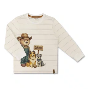 Camiseta Infantil Algodão Pima Listrada Teddy Cães Dame