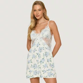 Camisola Curta Melina Hortensia Azul Miss Victtoria