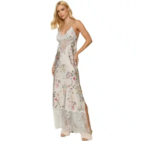 Camisola Longa Floral Fundo Listras Verde Miss Victtoria