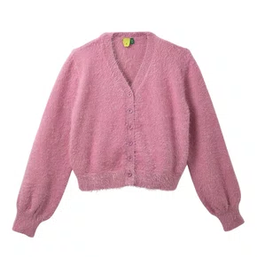 Cardigan Pelinho Cropped Rosa Algodão Farm Futura