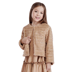 Casaco Inverno Pelinho Paete Bege Petit Cherie