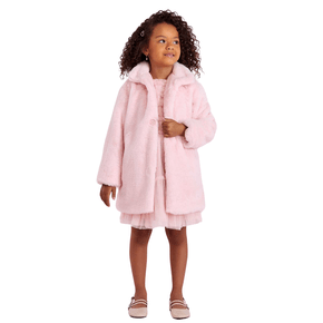 Casaco Longo Inverno Pelinho Rosa Petit Cherie