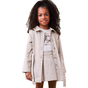 Casaco Parka Botões Sarja Areia Momi