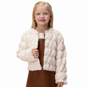 Casaco Pele Corações Off White Petit Cherie