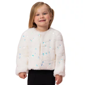 Casaco Pele Off White com Paetês Petit Cherie