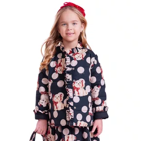 Casaco Puffer Algodão Estampa Poá Cachorros Pituchinhus