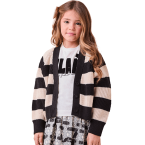 Casaco Tricot Listras Bege Preto Anime
