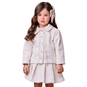 Casaqueto Tweed Off Dourado Classico Anime