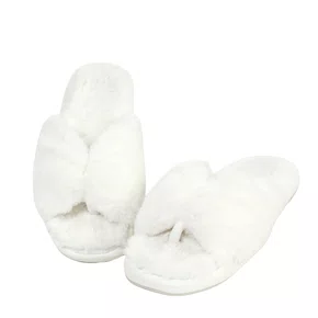 Chinelo Pantufa Pelinho Branco Comfy Cor Com Amor