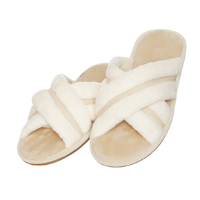Chinelo Pantufa Slider Cruzada Off white Lua Lua