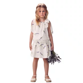 Conjunto Algodão Saia e Blusa Lavandas Bordadas Animê