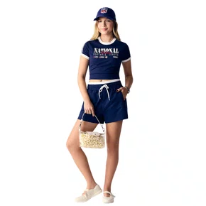 Conjunto Baby Tee e Short NFL Marinho Authoria
