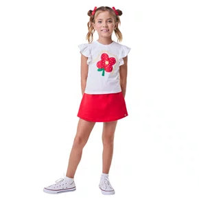 Conjunto Blusa Babadinhos Flor Vermelho Bimbi