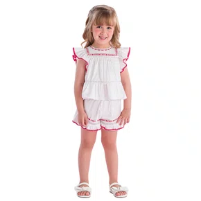 Conjunto Branco e Vermelho Lacinhos Petit Cherie
