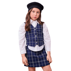 Conjunto Colete Xadrez Marinho Classic Anime