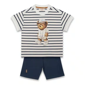 Conjunto Dame Listrado Teddy Summer Marinho