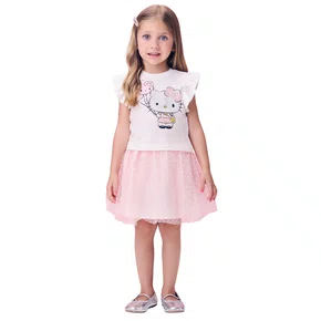 Conjunto Hello Kitty Abelhinha Rose Tule Momi