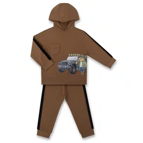 Conjunto Infantil Moletom Elastano Teddy Jeep Marrom Dame