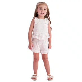 Conjunto Laise Off White Bordado Floral Petit Cherie