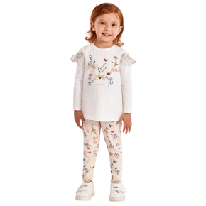 Conjunto Legging Floral Lacinhos Petit Cherie