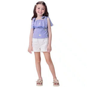 Conjunto Listinha Marinho Margaridas Momi