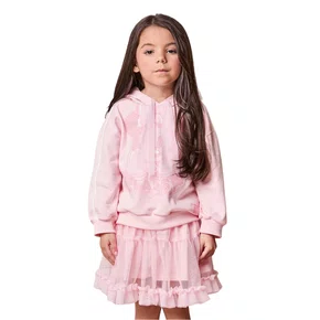 Conjunto Minnie Moletom com Strass e Saia Rosa Soft Anime