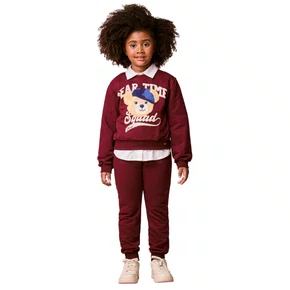 Conjunto Moletom Bear Time Cranberry Juice Momi