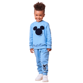 Conjunto Moletom Capuz Azul Logo Mickey Youccie