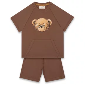 Conjunto Moletom Marrom Teddy Oculos Dame