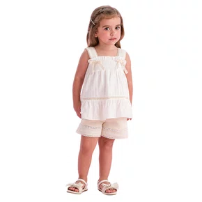 Conjunto Off White Bege Bordado Delicado Petit Cherie