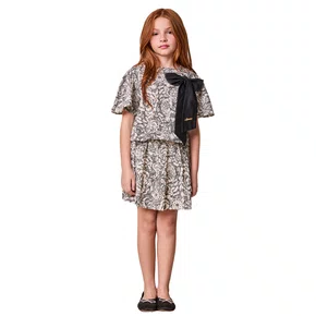 Conjunto Paisley Maxi Laço Preto e Off Anime