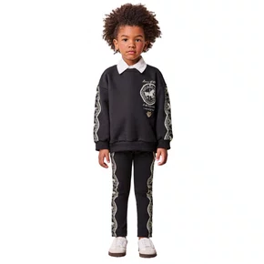 Conjunto Preto Legging Barrado Carrossel Anime