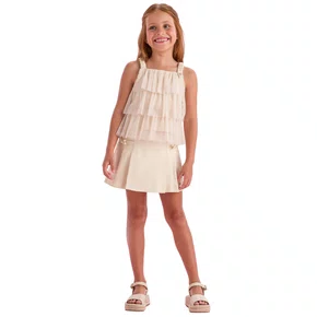 Conjunto Saia e Blusa Tule Bege Petit Cherie
