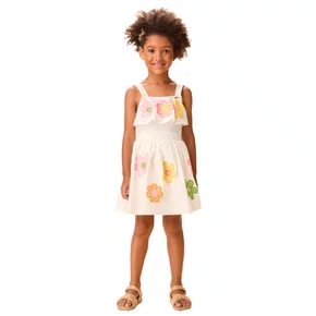 Conjunto Saia Shorts Flores Bordadas Pérola Momi