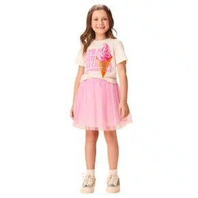 Conjunto Strawberry Ice Cream Saia Tule Rosa Momi
