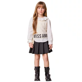 Conjunto Top e Saia Sarjinha Miss Preto e Off Anime