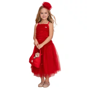 Conjunto Tule Frufru Lacinhos Vermelho Pituchinhus