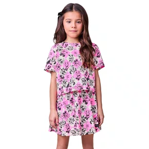 Conjunto Xadrez Rosa Bege Disney Anime