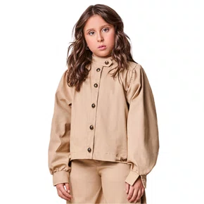 Jaqueta Camisa de Sarja Bege Escuro Anime