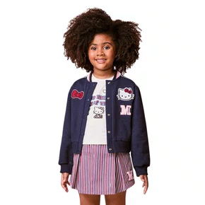 Jaqueta Hello Kitty Gola Tricot Marinho Momi