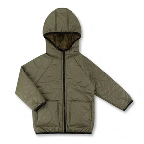 Jaqueta Puffer Patch Teddy Verde Militar Dame