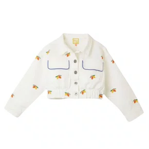 Jaqueta Sarja Off Bordado Cacau Fabula