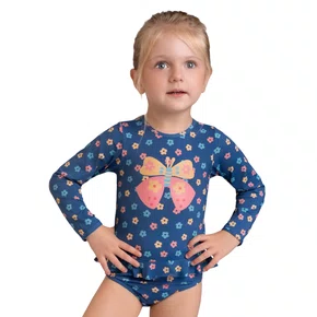 Maio Manga Longa Flor Borboleta Navy Dedeka