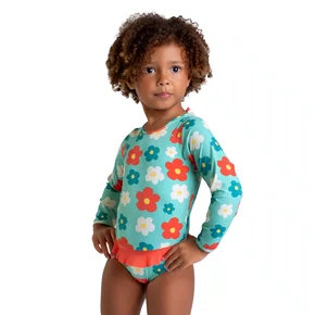 Maio Manga Longa Floral Verde Agua Babadinho Dedeka