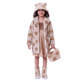 Maxi Casaco Teddy Rosto Ursinhas Bege Pituchinhus