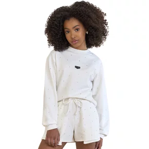 Moletom Cropped Comfy Off White Cristais Vanilla Cream