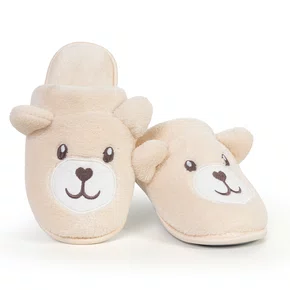 Pantufa Urso Adulto Fleece Off White Cor com Amor