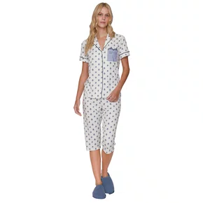 PIjama Aberto Feminino Capri Soft Blue Lua Lua