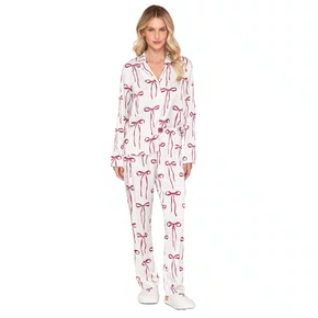 Pijama Aberto Feminino Longo em Satinê com Botões Tied In Magic Lua Luá