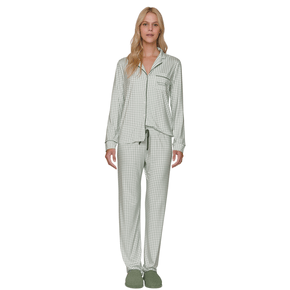 Pijama Aberto Longo Lavive Verde Lua Lua